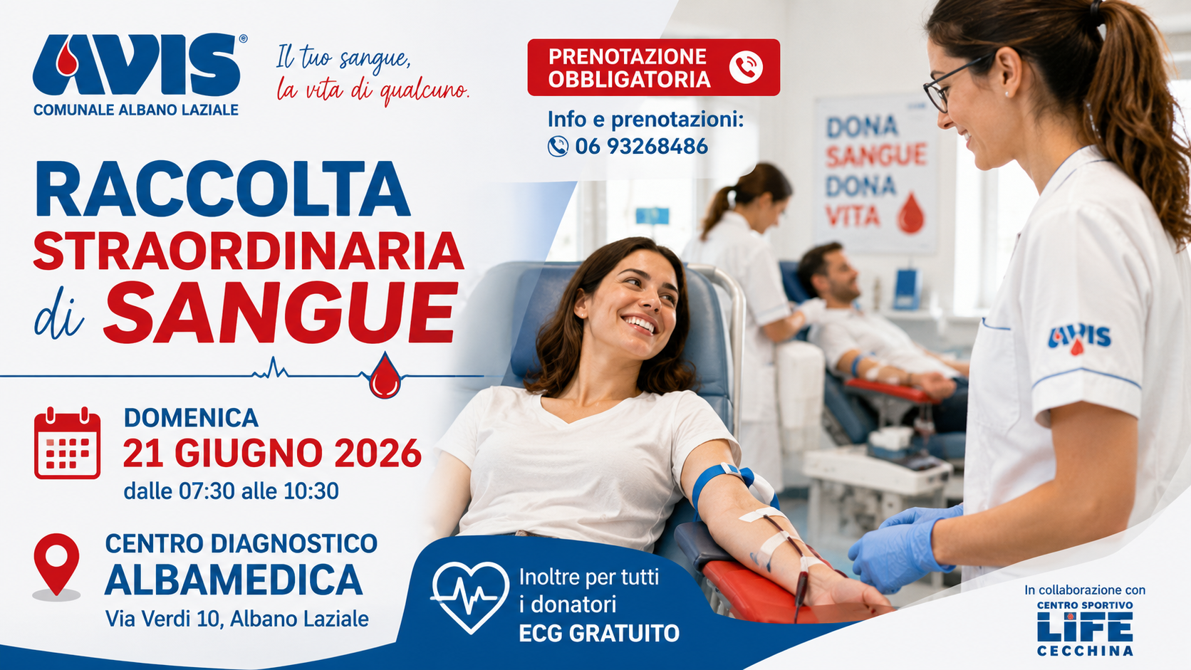 AVIS raccolta sangue Albano Laziale presso il Centro Diagnostico Albamedica