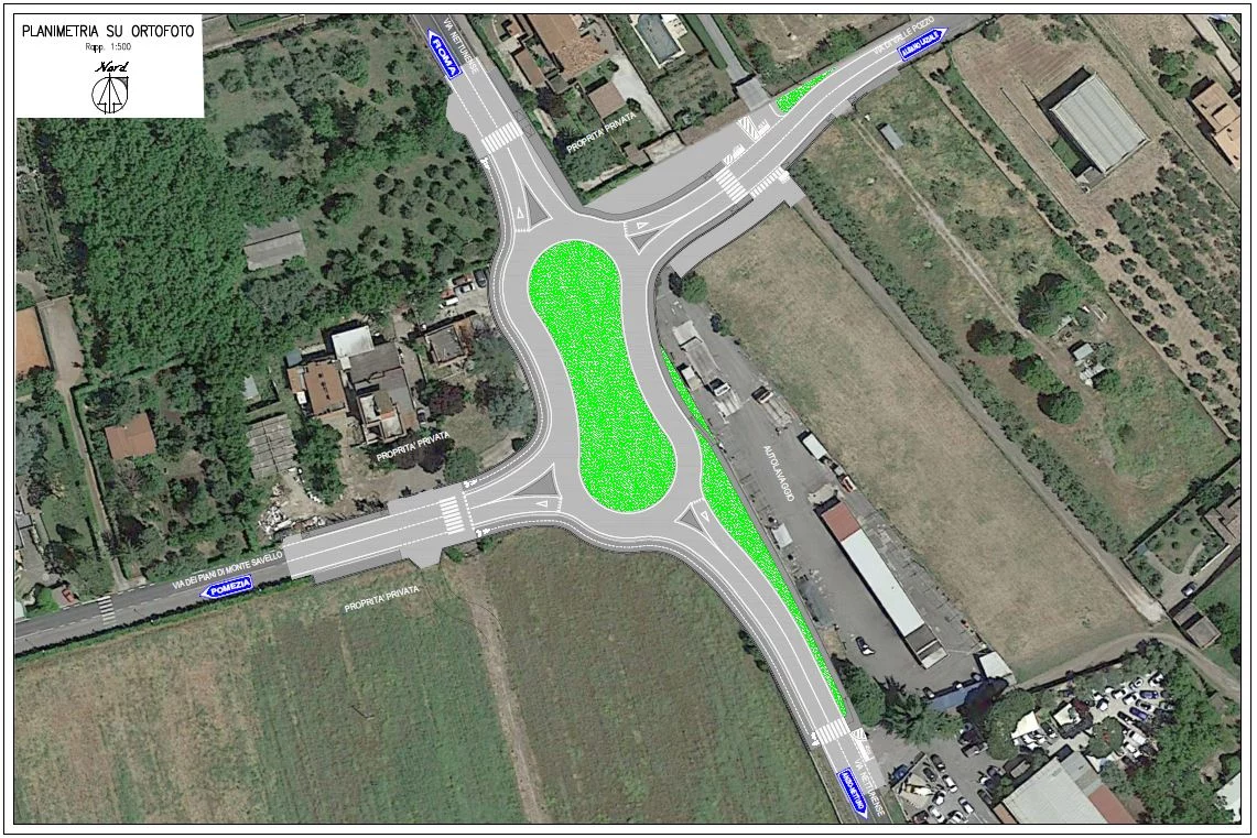 Rotatoria via Nettunense via Piani di Monte Savello progetto infrastrutturale a Pavona