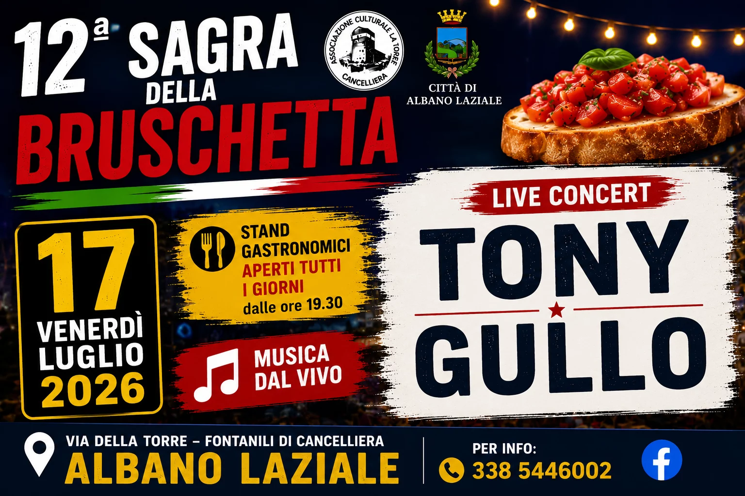 Tony Gullo alla Sagra della Bruschetta 2026 di Cancelliera