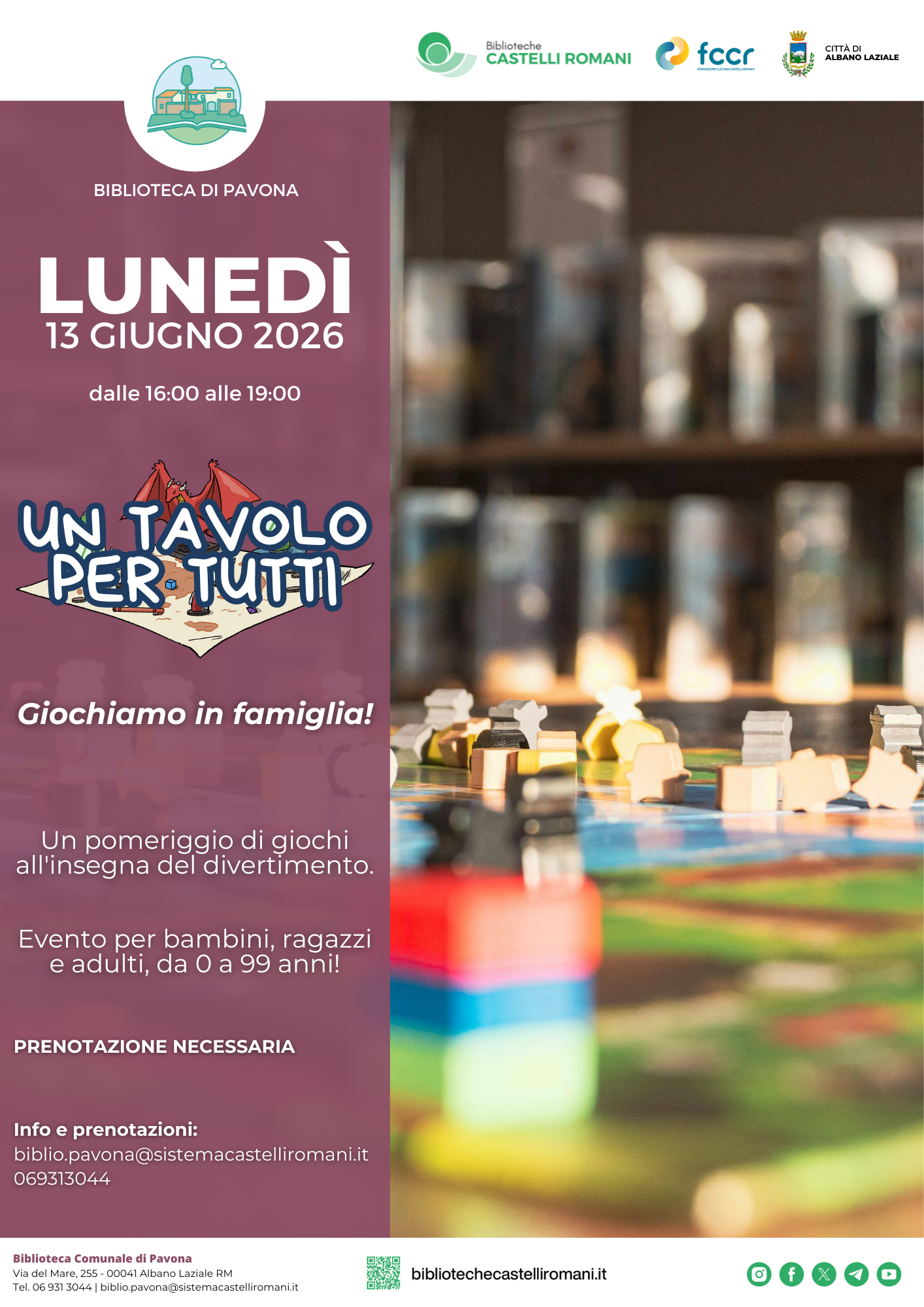 Un tavolo per tutti Pavona alla Biblioteca Comunale di Pavona