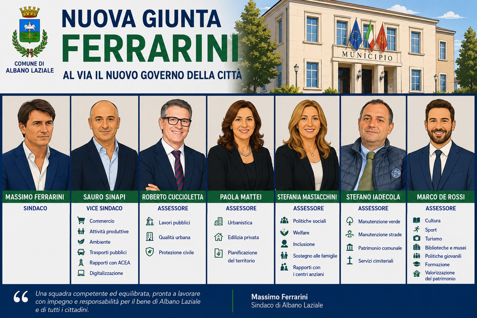 Giunta Ferrarini Albano Laziale presentazione nuova amministrazione